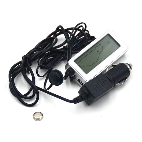 12V bil digitalt termometer mini termometer LCD baggrundsbelysning indendørs og udendørs digitalt display termometer elektronisk temperatur Silver (blue backlight)