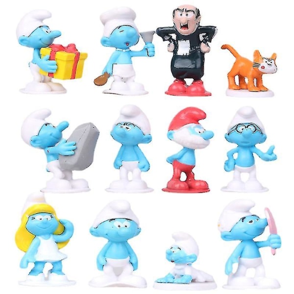 12-Pack Smurf Dolls, Cartoon Dolls Toy Figures