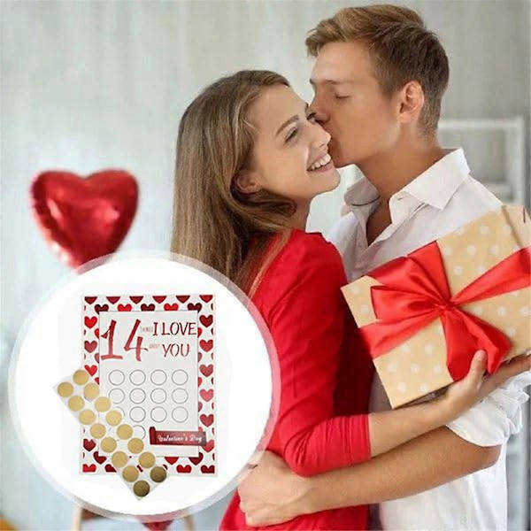 14 Ting Scratch Off Kalender Valentinsdag Nedtælling Håndværk til Børn, Tilpasset Datter