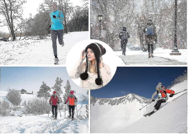 Damer Peruviansk Ørevarmer Hue Hat Strikket Pom Vinter Sne Ski Hat pink