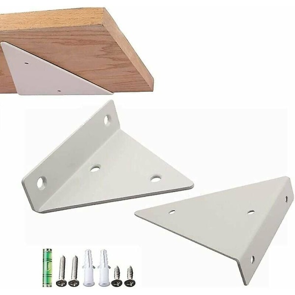 2 Pieces Shelf Brackets, Floating Shelf Brackets, Concealed Invisible Shelf Brackets, Triangle Wall Mounted Shelves, For Living Room Bedroom (white) C