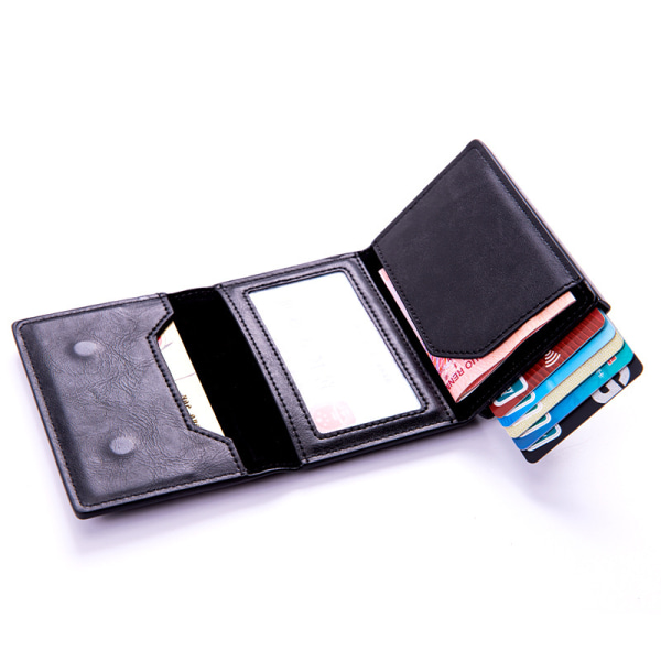 Automatic pop-up Airtag positioning tracker card holder, RFID anti-theft aluminum alloy card holder apricot