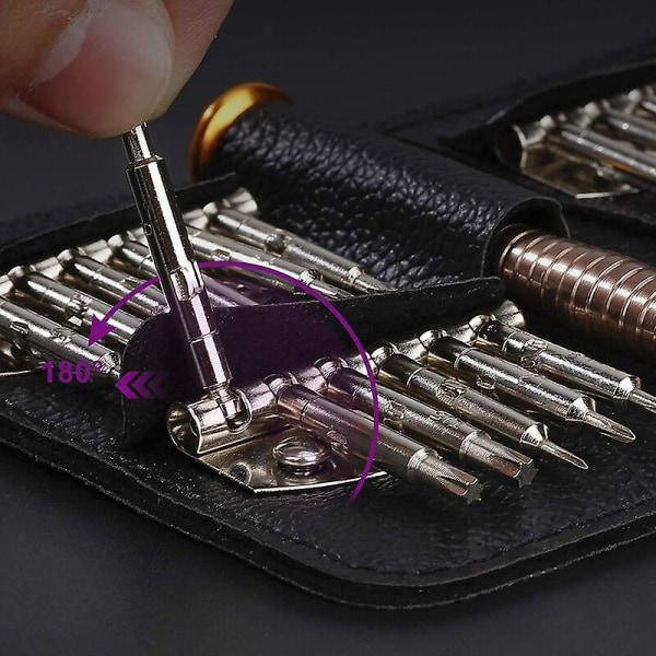 Mini Precision skruetrækkersæt Bærbart præcisionsskruetrækker reparationsværktøj med læderetui til bærbar ur Smykkelegetøj 25 i 1