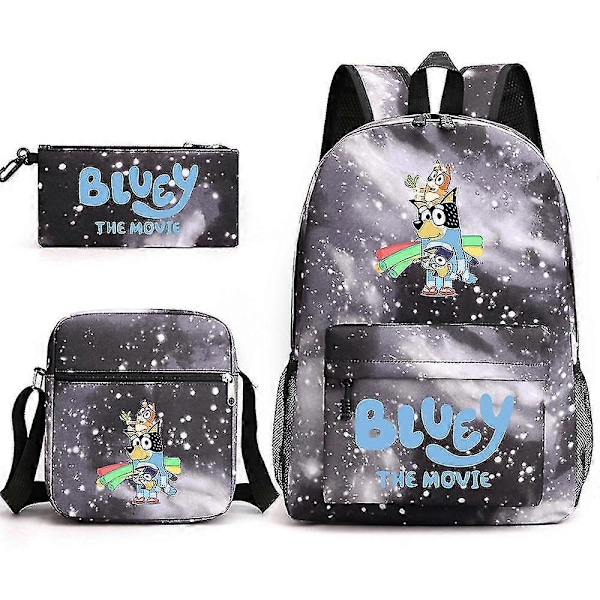 Bluey Tredelt Skole Rygsæk Starry Black  1