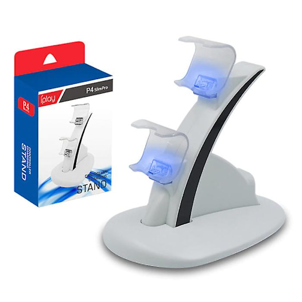 Stuff Certified® Laddningsstation för PlayStation 4 Laddningsdocka för Handkontroll - Dubbel Laddningsstation Vit White