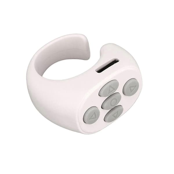 Smart Ring Controller Bluetooth 5.3 Trådlös Fjärrkontroll Sida Vändare För Tik Tok E-bok White