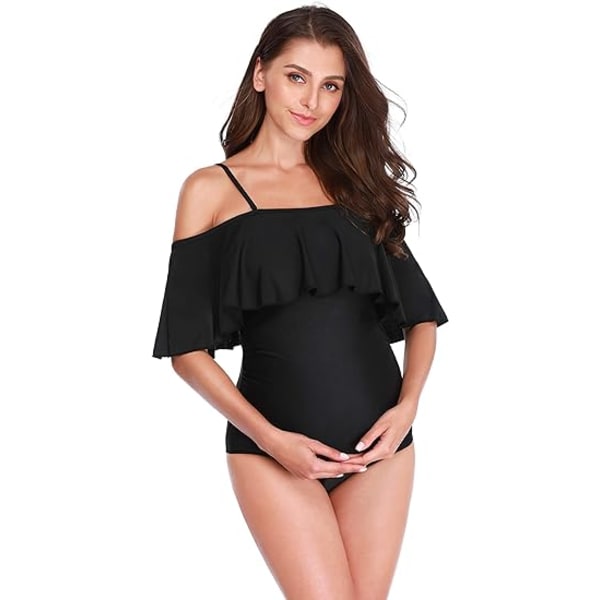 Maternity Swimsuit Women's Bikinis Tankini Summer Swimsuits Pregnancy Beachwear Black 2XL