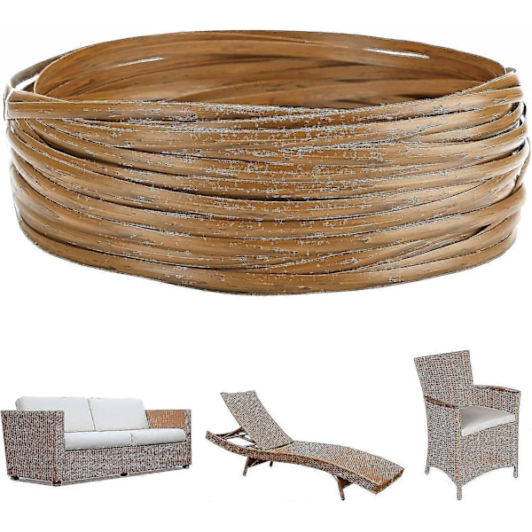 Flet Reparationssæt 37m 120ft Flet Reparationsmaterialer To-tonet Gradient Mørkebrun med Lysebrune Striber Plast Rattan Materiale til Patio Stol Repai Wood Grain