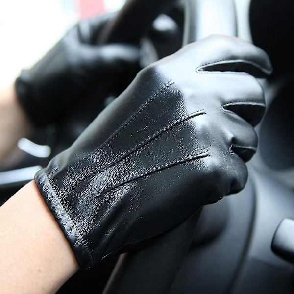 Mænds Læder Touchscreen Handsker Vinterkørsel Varme Håndleds Handsker