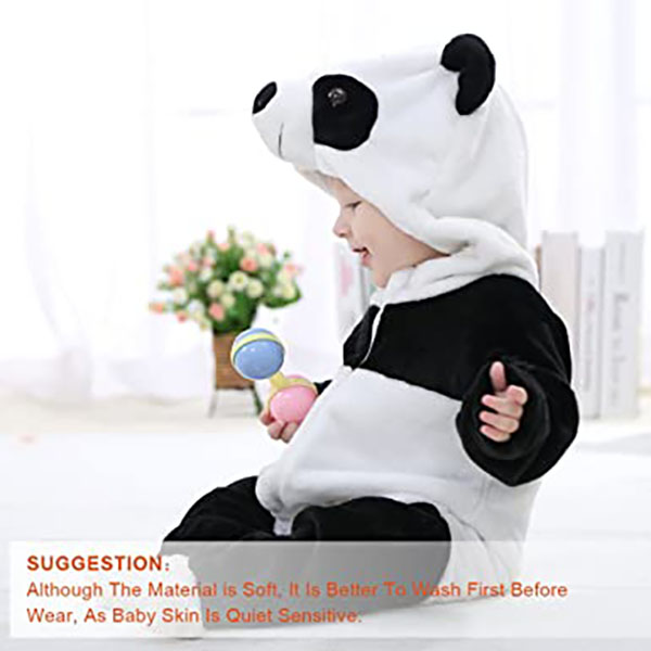 Unisex Baby Romper Vinter og Efterår Flanell Jumpsuit Animal Cosplay Panda Outfits Panda 70CM