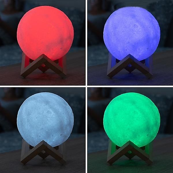 Lampe - Månelampe 15 cm / Nattelampe - Månelampe - Justerbar farge flerfarget