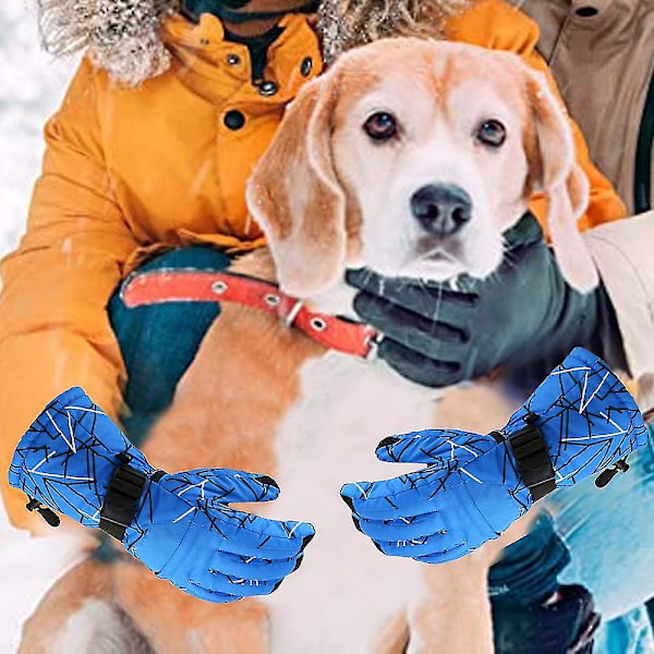 Vattentäta Isolerade Skidhandskar, Snöhandskar för Snowboard, Vinterskidhandskar Blue