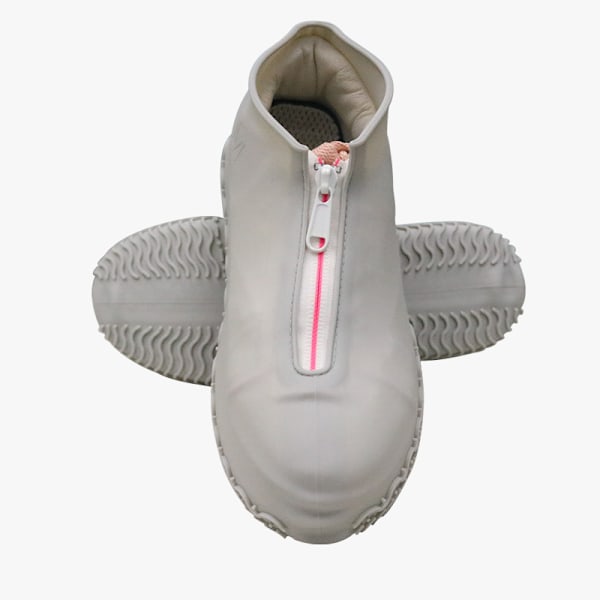 Vandtætte sko-overtræk med lynlås Light gray (white zipper) L (size 39-42)