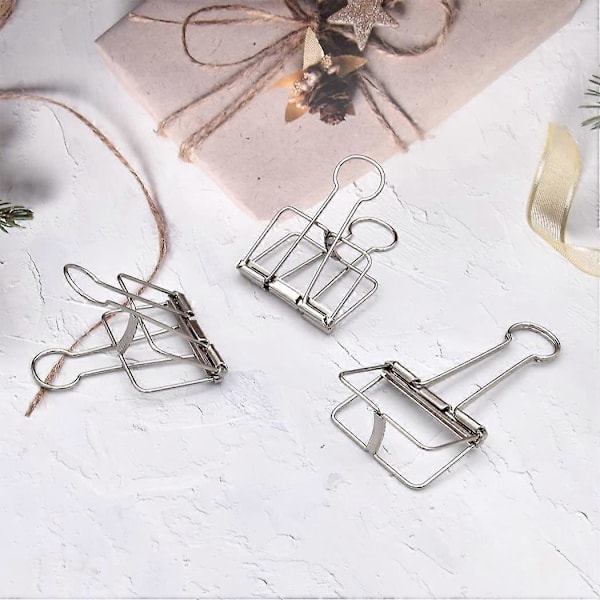 Ekstra store papirclips, hule, lange clips 3,2 cm, flere farver, store papirklemmer til kontorartikler (10 stk.) (D-V2) silver