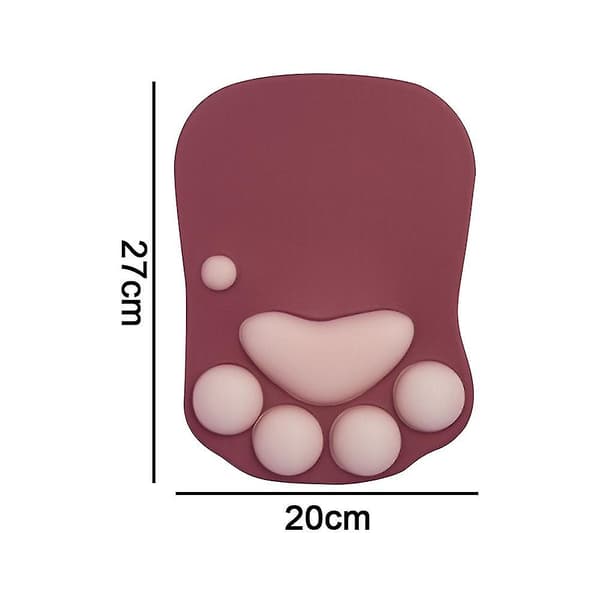 Musematte med kattepote og håndleddstøtte - Myk silikonhåndleddstøtte, ergonomisk og søt musematte Claret