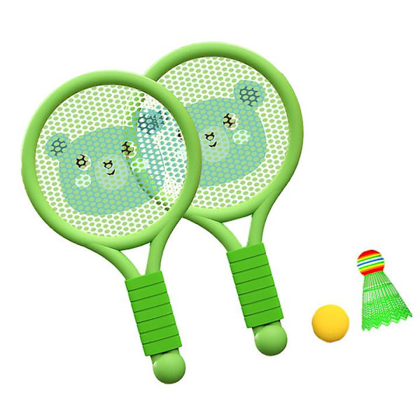 Gröna björn barn badminton racket set - Lätt leksaksracket för pojkar och flickor, inomhus och utomhus kul (3-7 år)