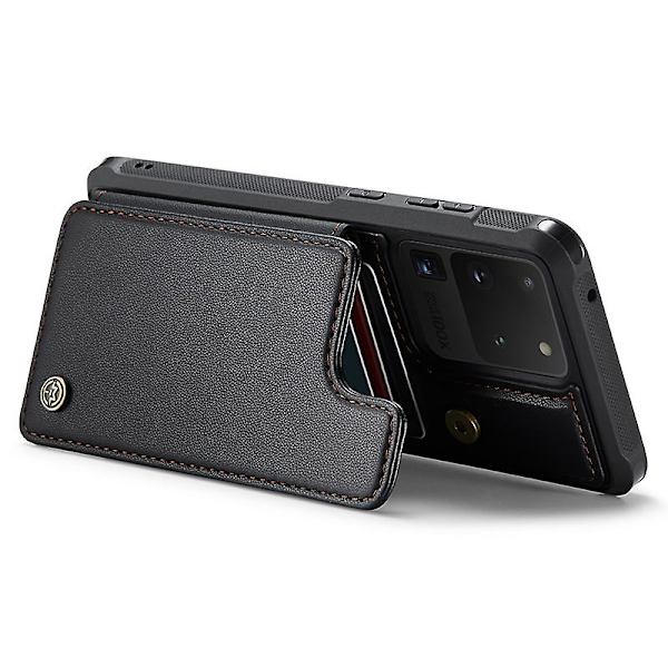 CASEME C22 Serie för Samsung Galaxy S20 Ultra Fodral Läder+TPU Telefonfodral med 5 Kortplatser Black