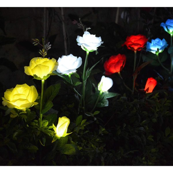 LED-ruusu aurinkokukkavalot ulkona koristeelliset puutarhavalot puutarhapihalle hautamaljakko kukkakoristelu keltainen Yellow