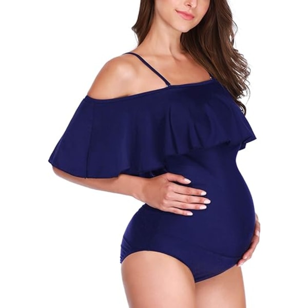 Maternity Swimsuit Women's Bikinis Tankini Summer Swimsuits Pregnancy Beachwear Blue M