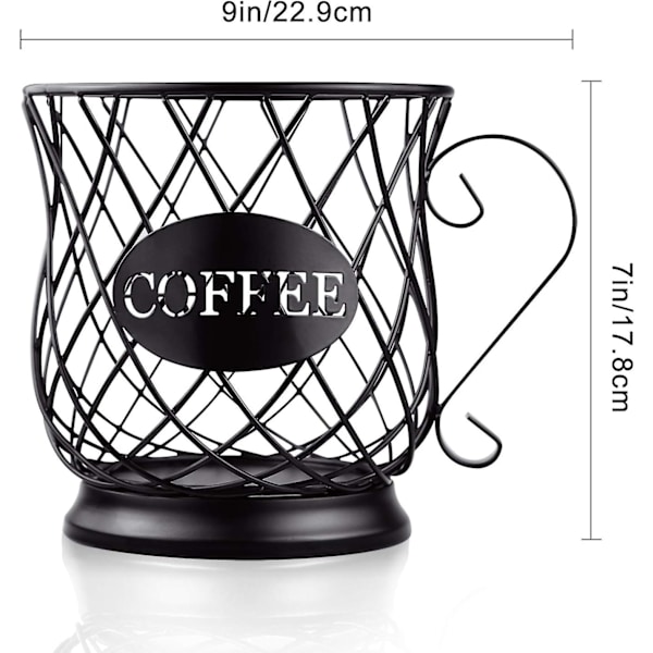 Kaffekapselhållare i metall, förvaringskorg för kaffekapslar, svart
