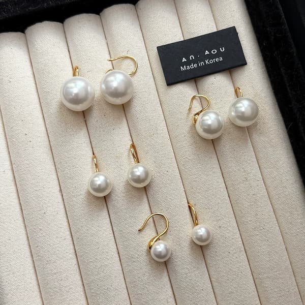 Rene sølv S hjem Aurora australske hvite store perleøreringer Australian White 12mm