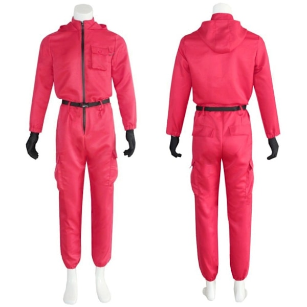 Unisex Squid Game -asu + Naamio Halloween-asu Lahja Rose red+gloves+mask+belt M