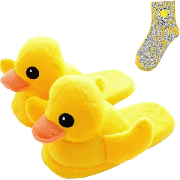 Elskernes store gule andslippers - søde plysdyr - lille gule and - dukke - hjem - taske - hæl - bomuldssko A 6-8