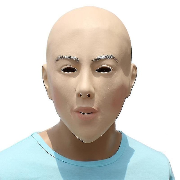 Halloween Latex Bald Mask Naisten Naamio Naamio Cosplay Rekvisiitta (pään koko 53cm)