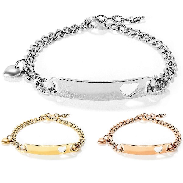 Rustfrit stål armbånd med indgraveret hult hjerte, rustfrit stål armbånd til kvinder gold