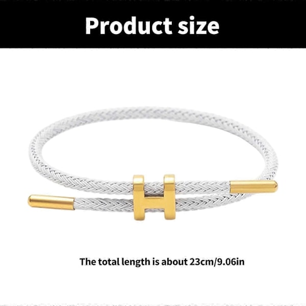 Stilfullt justerbart armband för kvinnor med 18k guldpläterat H-spänne, tillverkat av premium rostfritt ståltråd brun Good fortune and for