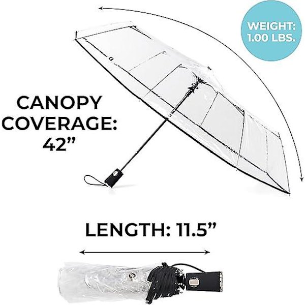 totes Clear Canopy Automatisk Åben Foldbar Paraply