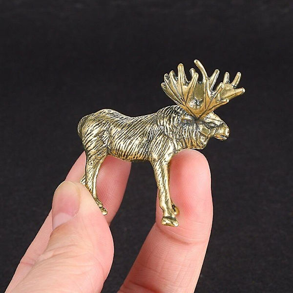 Massiv messing elg figurer retro dyr elg lille statue skrivebord ornament te kæledyr bord dekorationer håndværk tilbehør barn gaver   Fingerfærdighedsspil