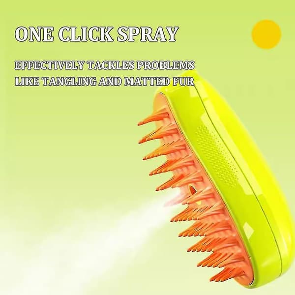 Steamy Cat Brush - 3 i 1 Katte Dampbørste, Selv Rensende Damp Kattebørste Fresh Green