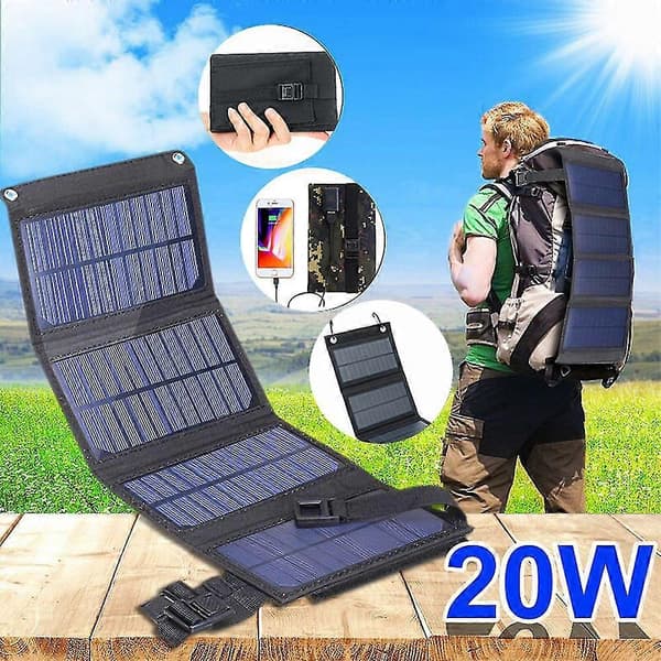 20w Solcellsladdare Vikbar, Utomhus Solcellsdriven Laddare