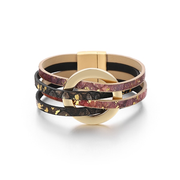 Læderarmbånd til kvinder 2022 Mode Armbånd & Armringe Elegant Multilayer Bredt Wrap Armbånd Kvindelige Smykker Gave Light brown + black