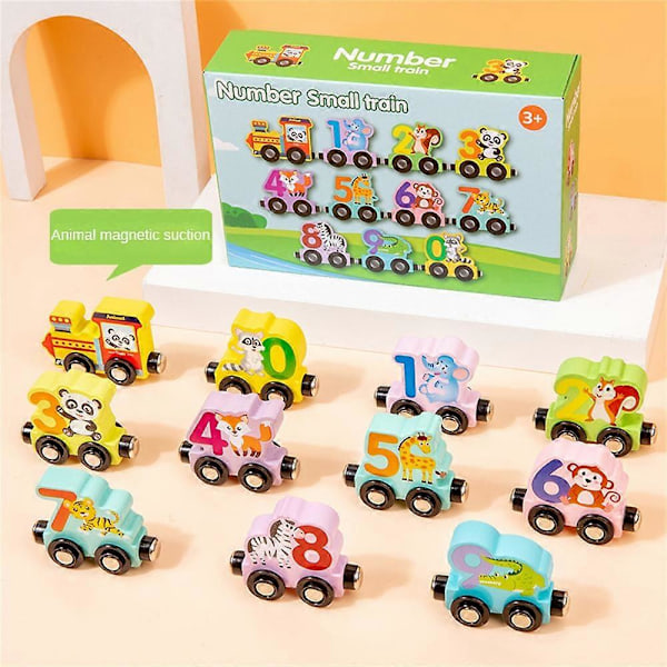 Magnetisk Digitalt Tog Byggeklodser Samling Bil Pædagogisk Børn Træ car magnetic traffic train 11 pcs