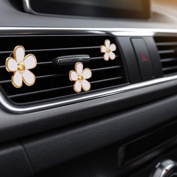 8Pcs Daisy Flower Air Vent Clips Car Air Freshener Decorative Clip for Car Air Vent Decoration Accessories White