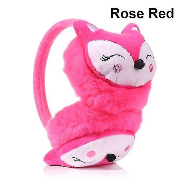 Mjuka Plysch Öronvärmare Unisex Vinter Varma Öronmuffar Utomhus Kallsäkerhet Öronmuffar D Rose red fox