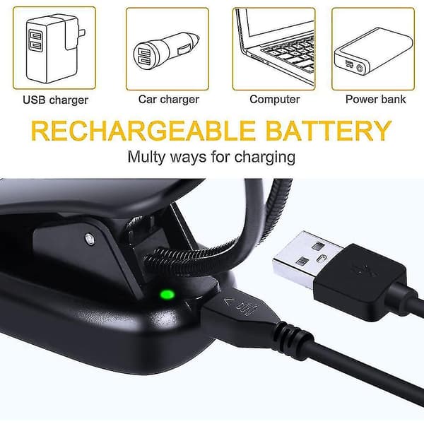 Led-leselampebok, klemlampeboklampe USB-oppladbar