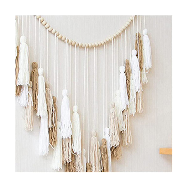 Makramee seinävaate 39x43in Boho kudottu seinätekstiili valkoinen beige Khaki Macromay seinäkoriste