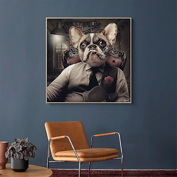Hauska apina tupakoimassa sikaria purukumia juliste kangas maalaus eläin koira moottoripyörä seinätaide olohuoneen kodin sisustus Cuadros   Dexterity Games 30x40cm No Frame 1