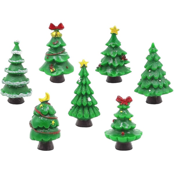 Christmas Trees Miniature Ornament Kits For Diy Fairy Garden Dollhouse Decoration, Christmas Scene Fairy Garden Accessories Mini Garden House Supplies