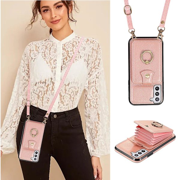 Samsung Galaxy S23+ Fodral Rfid Blockering Mobiltelefon Skal Stativ Tpu+pu Läder Skal Rose Gold