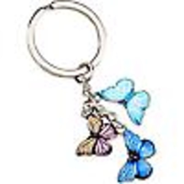 Meimimix Colorful Butterfly Pendant Nyckelring Kedja Tofs Silver Nyckelring Nyckelring Nyckelring För Kvinnor Flickor Med Blå Box