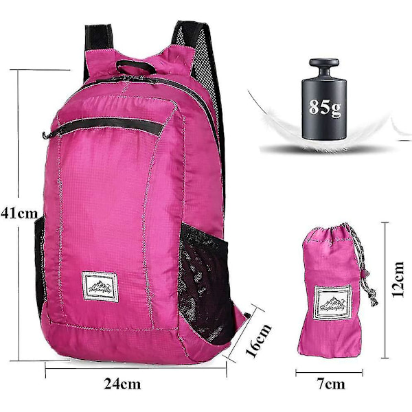 Ultralight Packable 20l Taitettava Matkareppu Vaellukselle Rose Red