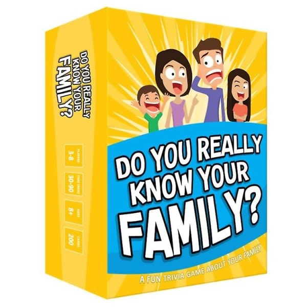 Familiebrætspilkort, kender du virkelig din familie? Familiesammenførings spillekort til dialogåbning