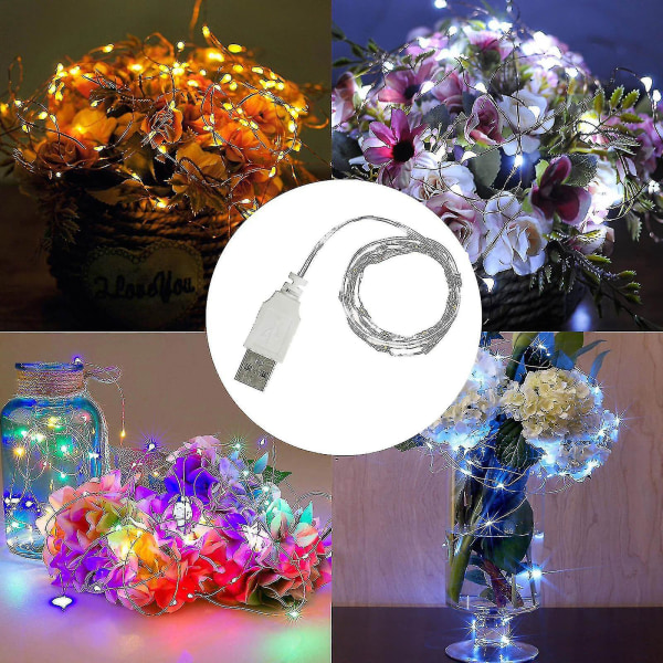 Usb Copper Wire Lamp Mini Flowers Christmas Decoration Lantern Gift Light String