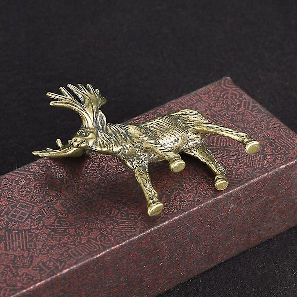 Massiv messing elg figurer retro dyr elg lille statue skrivebord ornament te kæledyr bord dekorationer håndværk tilbehør barn gaver   Fingerfærdighedsspil