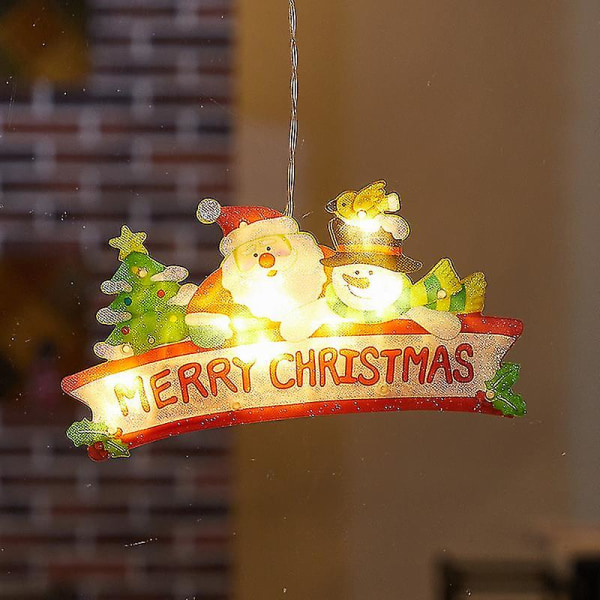 Jouluvalot Lumiukko-kuvio Joulupukki Ornamentti sisätilojen led-jääpuikkovalot 3 Aaa Paristokäyttöinen Lämmin valkoinen Sucker Rope Light Joulujuhliin Patio Bedroo