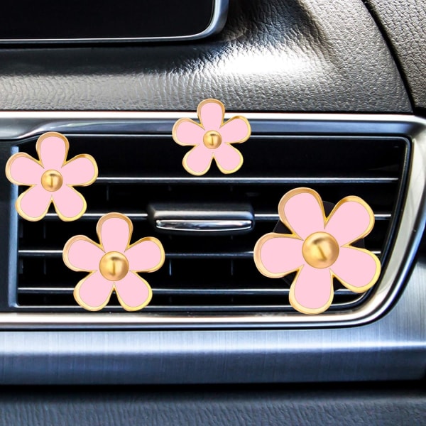 Daisy Flower Air Vent Clips Car Air Freshener Dekorativ Air Vent Clip til bil Vent Dekoration Tilbehør Pink